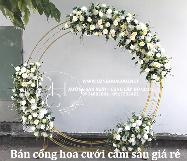 XƯỞNG SẢN XUẤT MẪU CÔNG HOA CƯỚI VÒNG TRÒN GIÁ RẺ